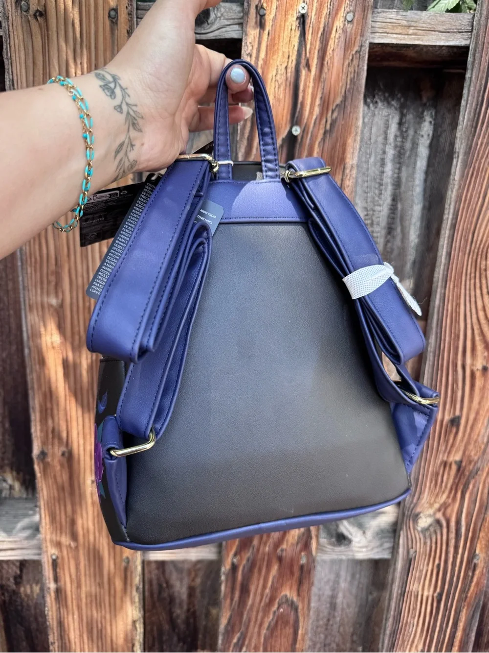 Loungefly Black Maleficent Mini Backpack with Purple & Teal Accents